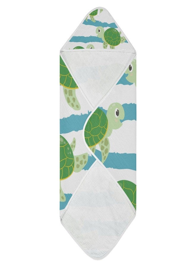 ويلداي منشفة أطفال من ويلداي بتصميم سلحفاة بحرية لطيفة، فائقة النعومة، مزودة بغطاء للرأس - مناشف حمام قطنية فائقة الامتصاص، مقاس 30 × 30 بوصة - Image 1